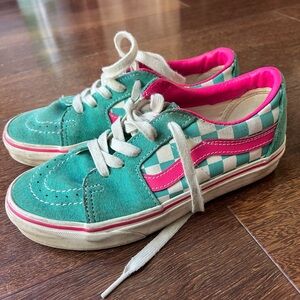 Vans Kids Teal & Hot Pink Checkerboard Sneakers